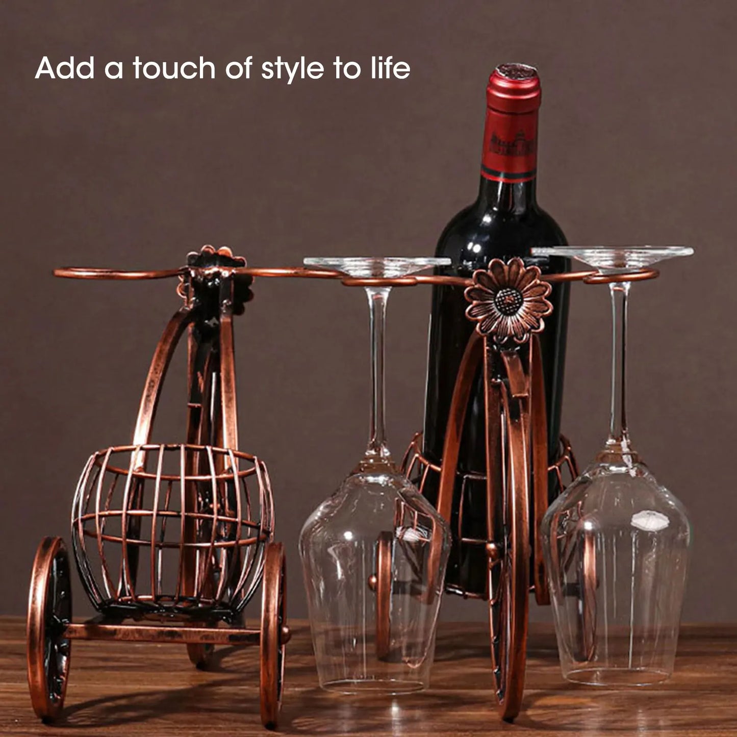 Creative Metal Wine Rack - Vintage Wine Bottle and Glass Holder