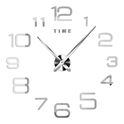 2D/3D Large Roman Numeral Acrylic Mirror Wall Clock - DIY Quartz Clock