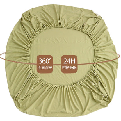Washed Cotton Fitted Sheet - Non-Slip Pure Color Bedspread