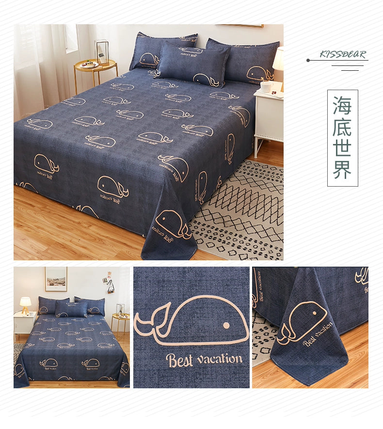 Summer Quilt and Bed Sheet Set - 1.5M Washed Cotton, Single/Double Dormitory Bedding