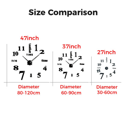 2D/3D Large Roman Numeral Acrylic Mirror Wall Clock - DIY Quartz Clock
