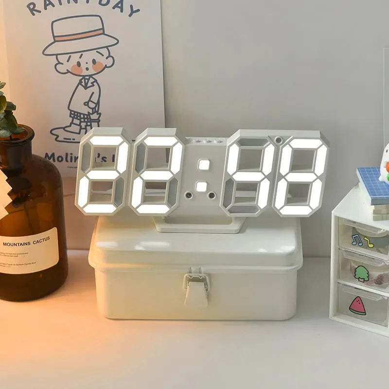 LED Digital Wall Clock with Adjustable Brightness - Electronic Alarm Clock for Modern Homes