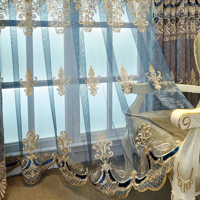European Style Embroidered Luxury Blackout Curtains - Custom Fit