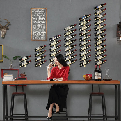 Wall-Mounted Wine Rack & Champagne Bottle Holder - Iron Stand