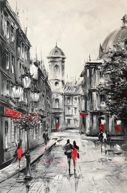 Paris Seine Street Landscape Oil Painting - Canvas Wall Art for Living Room Decor | Nordic-Style Poster Prints