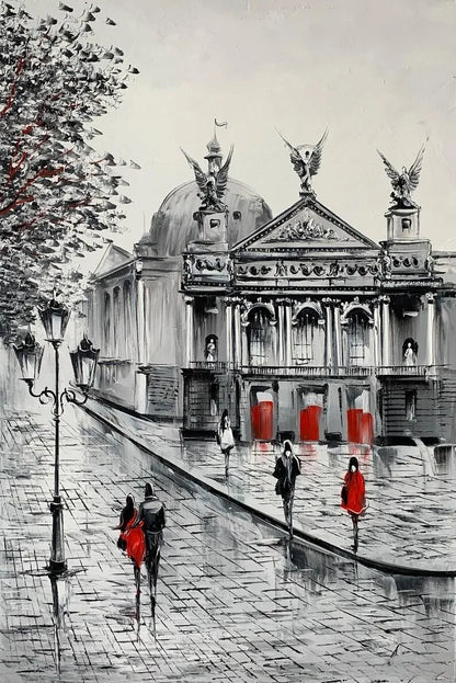 Paris Seine Street Landscape Oil Painting - Canvas Wall Art for Living Room Decor | Nordic-Style Poster Prints