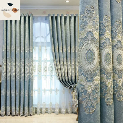 European Style Embroidered Luxury Blackout Curtains - Custom Fit