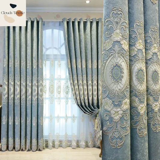 European Style Embroidered Luxury Blackout Curtains - Custom Fit