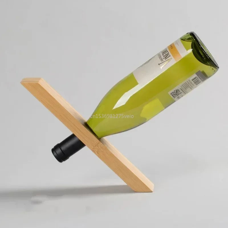 Wooden Balance Red Wine Rack - Bamboo Wine Stand & Bottle Holder