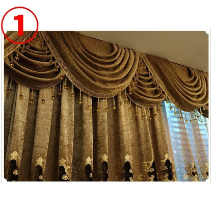 Embroidered Chenille Velvet Curtains - For Living Room & Bedroom