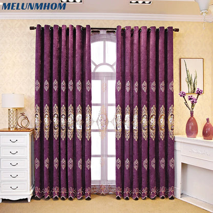 Luxury Velvet Chenille Blackout Curtains for Living Room