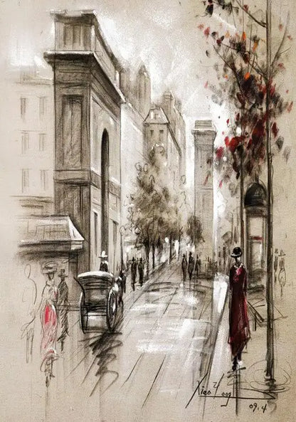 Paris Seine Street Landscape Oil Painting - Canvas Wall Art for Living Room Decor | Nordic-Style Poster Prints