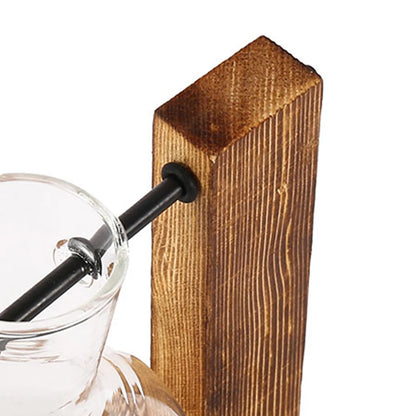 Creative Glass Desktop Planter - Bulb Vase with Wooden Stand, Hydroponic Plant Container