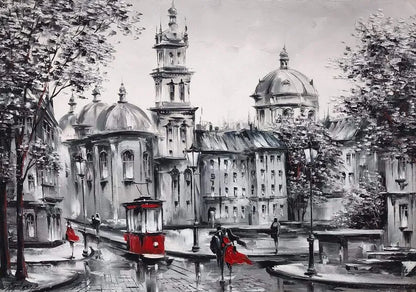 Paris Seine Street Landscape Oil Painting - Canvas Wall Art for Living Room Decor | Nordic-Style Poster Prints
