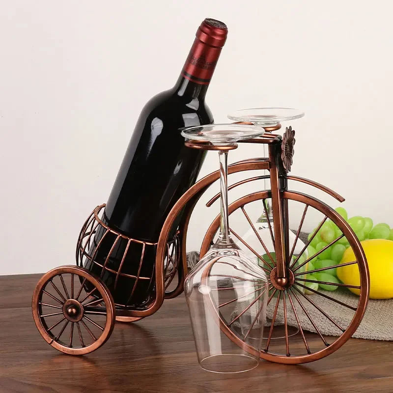 Creative Metal Wine Rack - Vintage Wine Bottle and Glass Holder