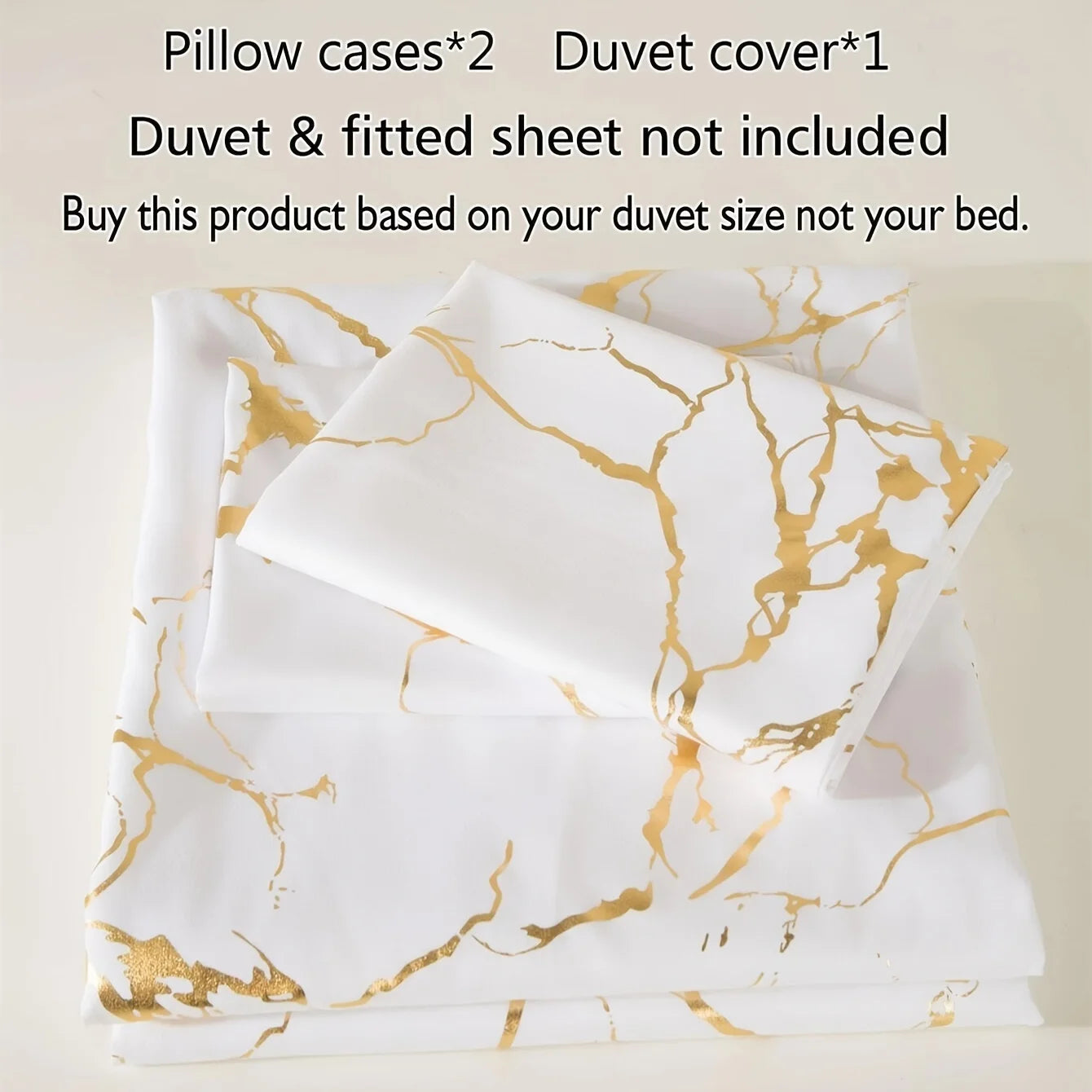 Luxury Queen Duvet Cover Set – White Marble Print