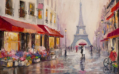Paris Seine Street Landscape Oil Painting - Canvas Wall Art for Living Room Decor | Nordic-Style Poster Prints