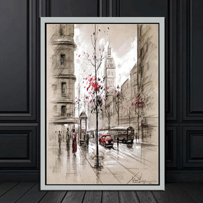 Paris Seine Street Landscape Oil Painting - Canvas Wall Art for Living Room Decor | Nordic-Style Poster Prints