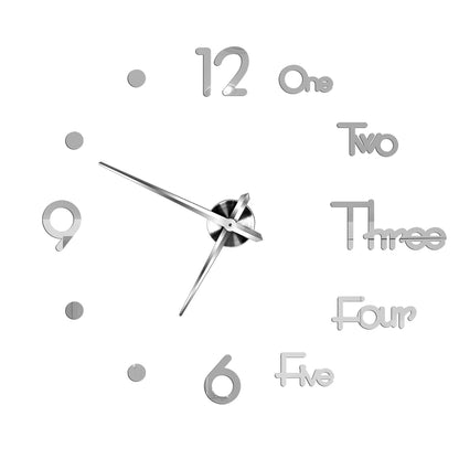 2D/3D Large Roman Numeral Acrylic Mirror Wall Clock - DIY Quartz Clock