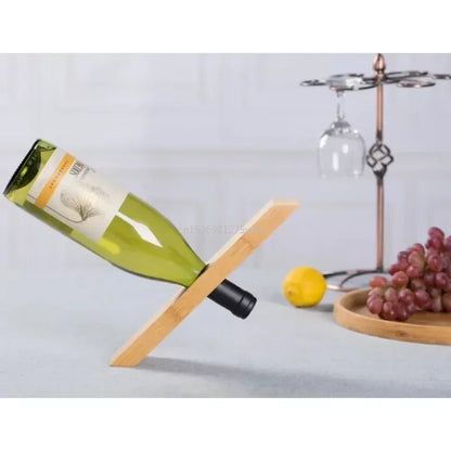Wooden Balance Red Wine Rack - Bamboo Wine Stand & Bottle Holder