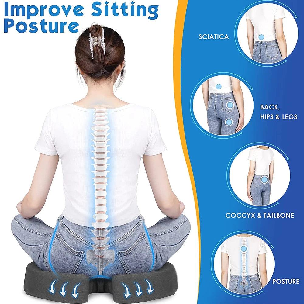 Memory Foam Seat Cushion for Office Chairs | Coccyx Relief & Posture Correction