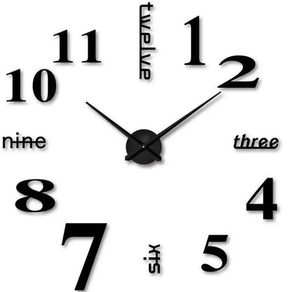 3D Mirror Roman Numbers Wall Clock Stickers - Elegant DIY Digital Clock
