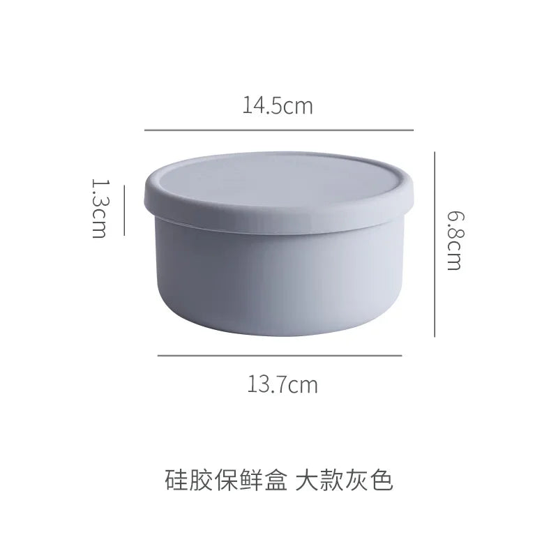 Silicone Fresh-Keeping Bento Box with Lid - Sealed Round Storage Bowl