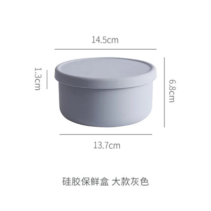 Silicone Fresh-Keeping Bento Box with Lid - Sealed Round Storage Bowl