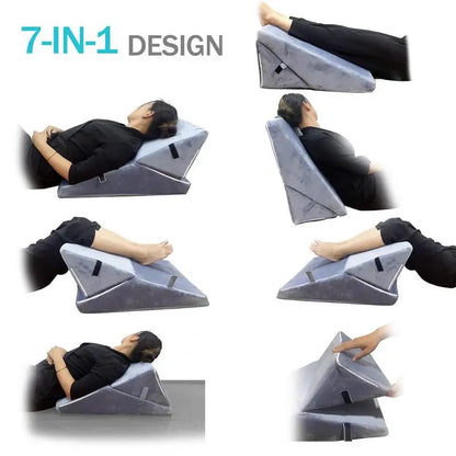 Adjustable Memory Foam Wedge Pillow - Sleeping Incline Cushion for Acid Reflux, Leg, and Back Pain Support