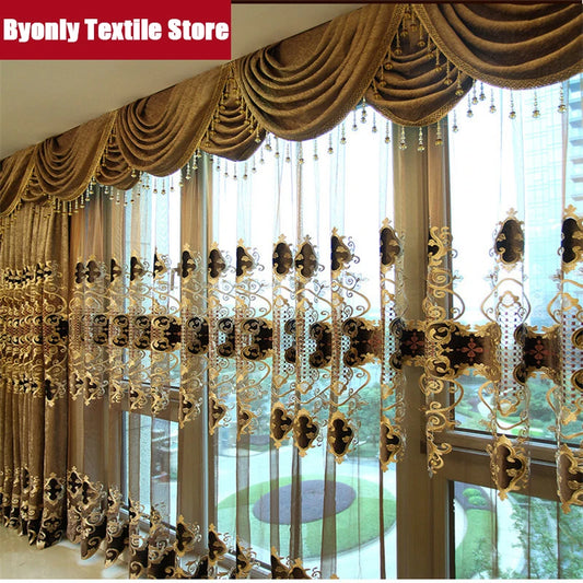Embroidered Chenille Velvet Curtains - For Living Room & Bedroom