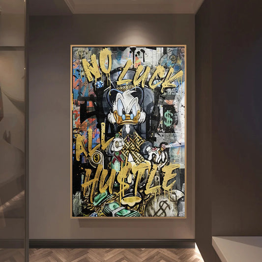 Donald Duck Hustle Graffiti Art Canvas Poster - Disney Street Art