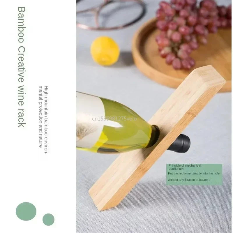 Wooden Balance Red Wine Rack - Bamboo Wine Stand & Bottle Holder