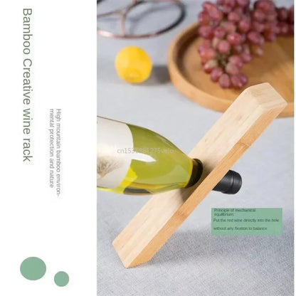 Wooden Balance Red Wine Rack - Bamboo Wine Stand & Bottle Holder