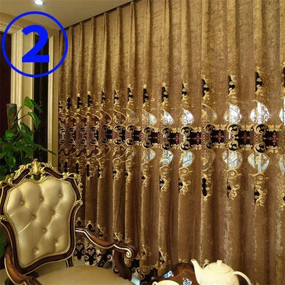 Embroidered Chenille Velvet Curtains - For Living Room & Bedroom