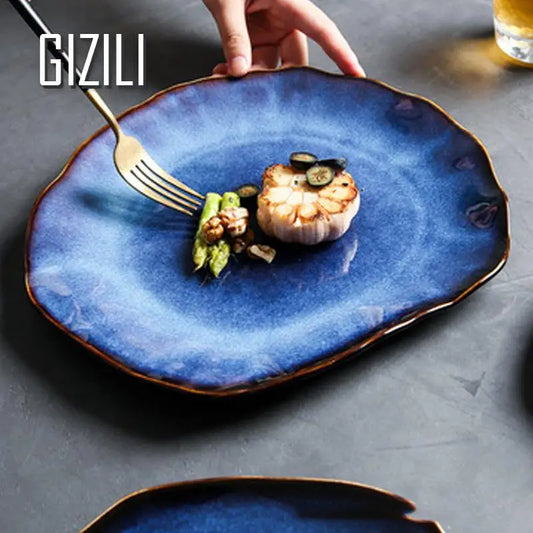 Blue Irregular Ceramic Dinnerware Sets - Decorative Tableware