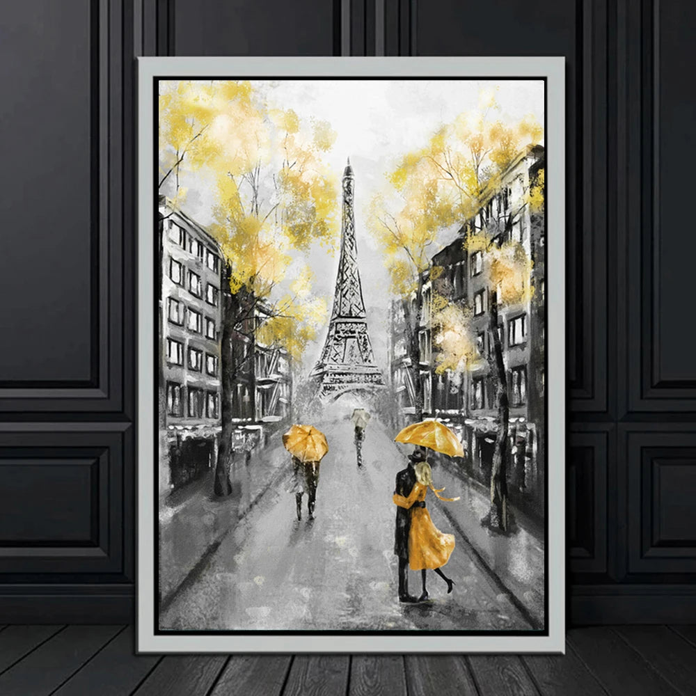 Paris Seine Street Landscape Oil Painting - Canvas Wall Art for Living Room Decor | Nordic-Style Poster Prints