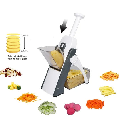 Safe Vegetable Cutter &amp; Kitchen Slicer - Salad Chopper, Potato &amp; French Fries Cutter, Cheese Grater Gadget