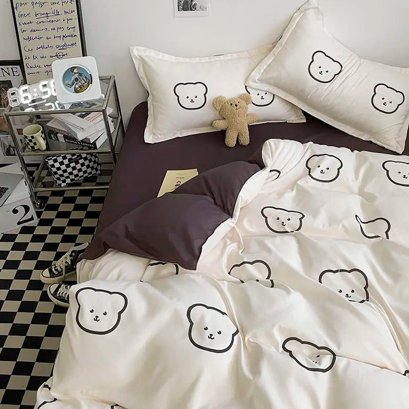 Fashion Solid Color Washable Duvet Cover Set - Ins Style Bedding, No Comforter, Pillowcases, Sheet