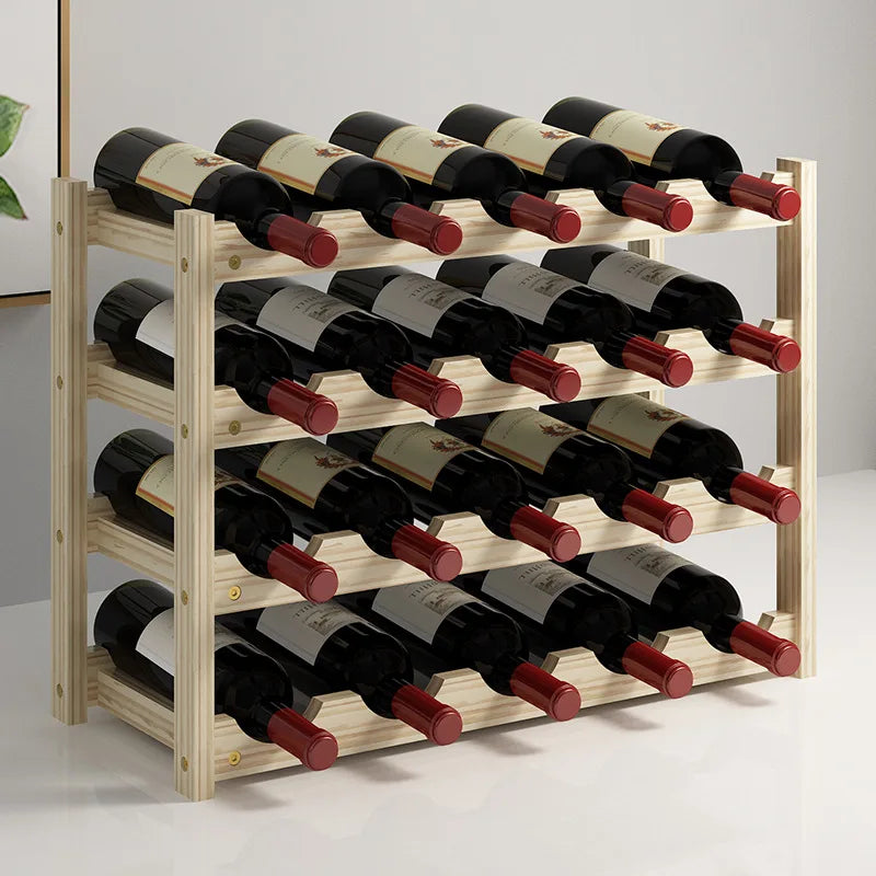 Solid Wood Wine Rack Cabinet - Bottle Holder Stand & Display Shelf