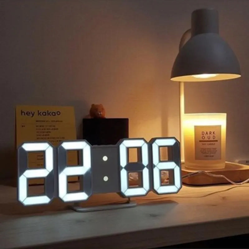 LED Digital Wall Clock with Adjustable Brightness - Electronic Alarm Clock for Modern Homes