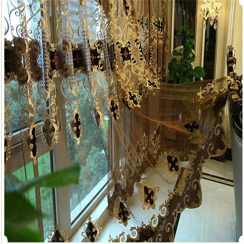 Embroidered Chenille Velvet Curtains - For Living Room & Bedroom