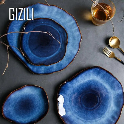 Blue Irregular Ceramic Dinnerware Sets - Decorative Tableware