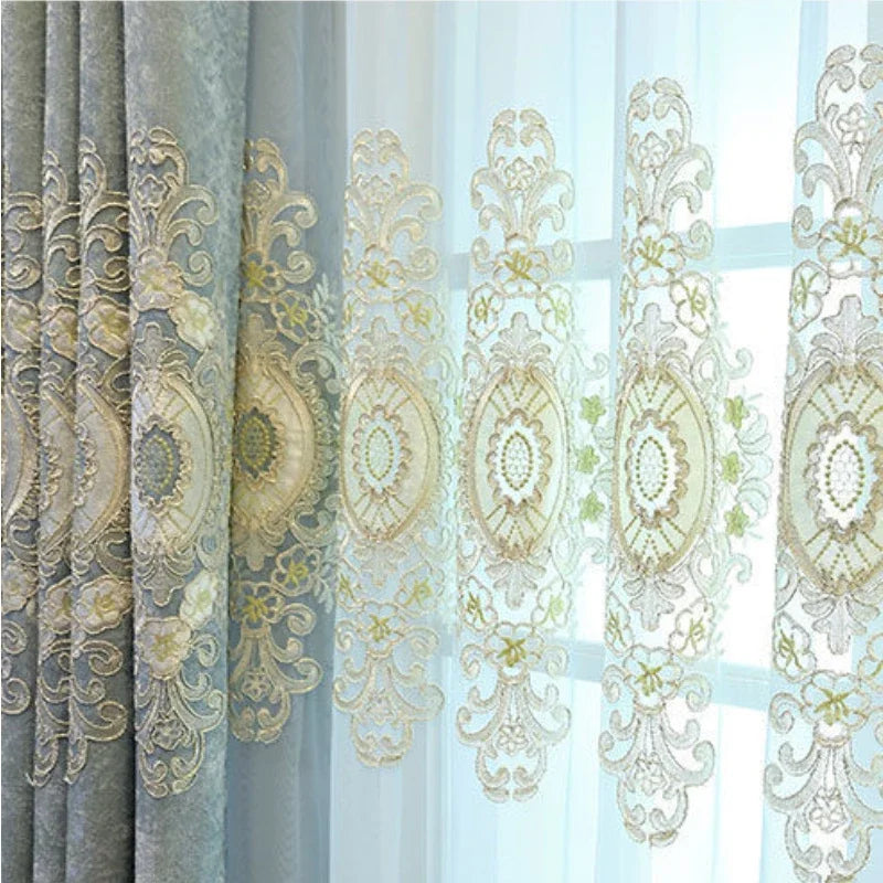 European Style Embroidered Luxury Blackout Curtains - Custom Fit