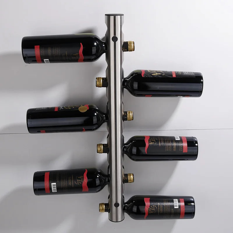 Creative Stainless Steel Wall-Mounted Wine Rack - Bottle Stand and Shelf for Drinks