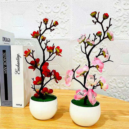Bonsai Silk Flowers Plum - Artificial Potted Plants for Winter