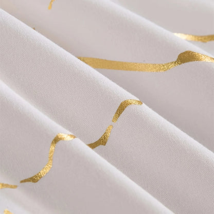 Luxury Queen Duvet Cover Set – White Marble Print