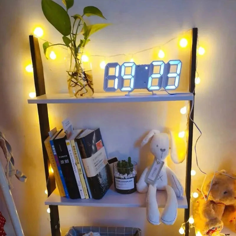 LED Digital Wall Clock with Adjustable Brightness - Electronic Alarm Clock for Modern Homes
