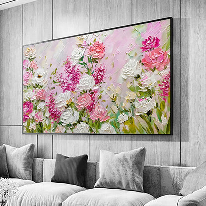 Handmade Large Abstract Flower Oil Painting | Modern Wall Art Canvas for Living Room Decor