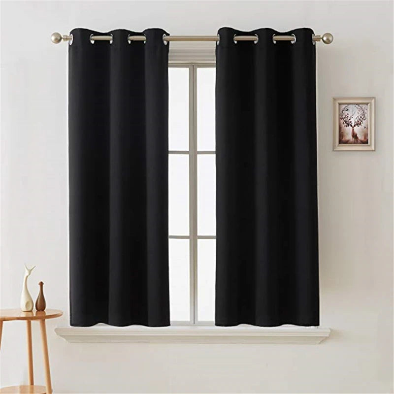 Black Blackout Thermal Insulated Curtains - Soundproof Panels for Living Room and Bedroom