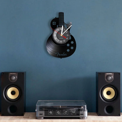 Acoustic Guitar Wall Art Clock - Musical Instrument Decor